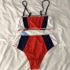 tricolor bandeau bikini cupshe